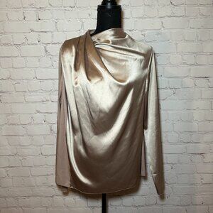 Asos champagne tie neck blouse